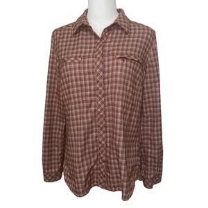 Royal Robbins Plaid Snap Front Shirt Womens Size Small Outdoor Hiking